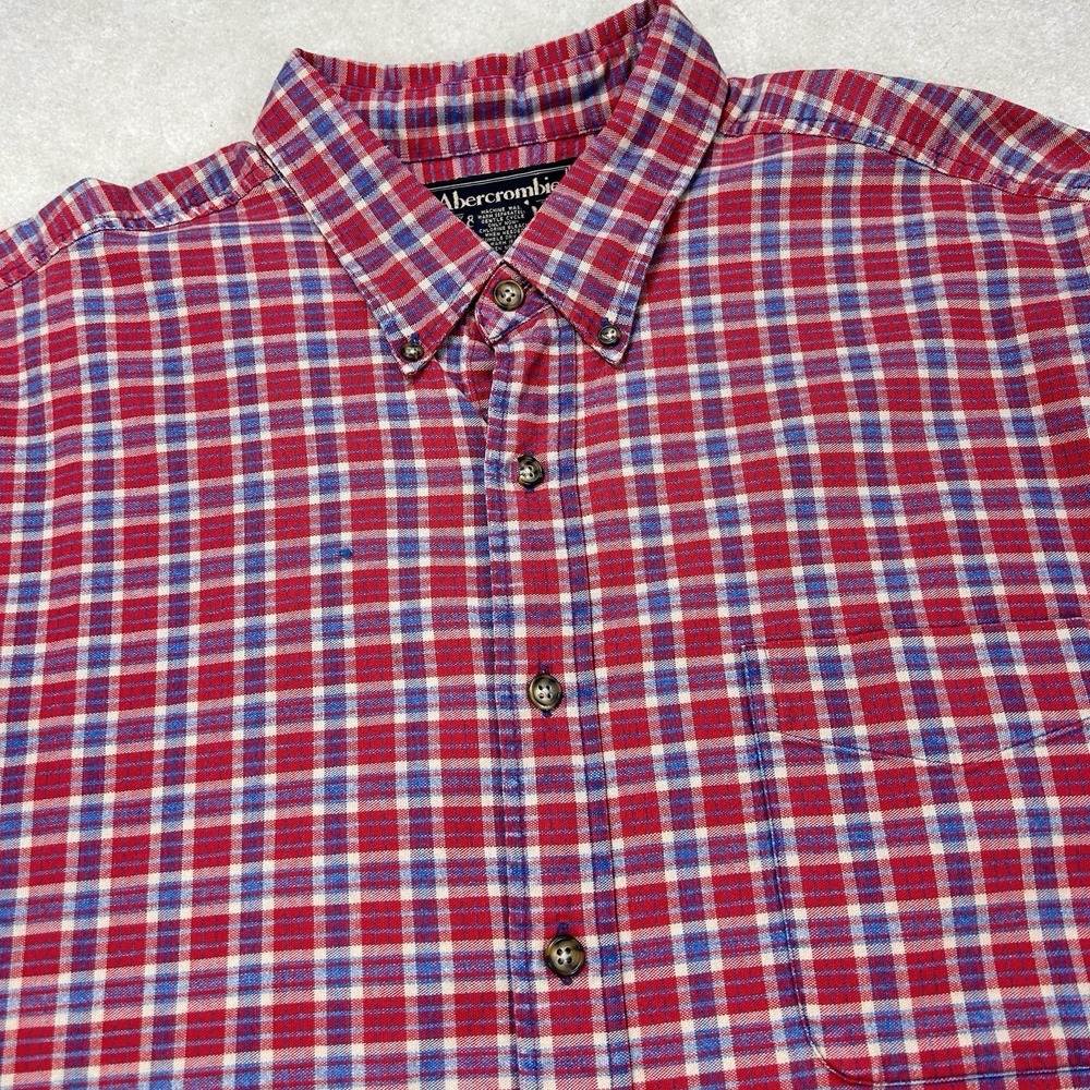 Vintage 90s Abercrombie & Fitch Button Up Shirt Men's XL Canvas Plaid Oversized